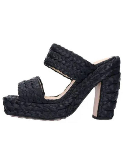 Trinity Weave Raffia Mule Heel Black - BOTTEGA VENETA - BALAAN 2