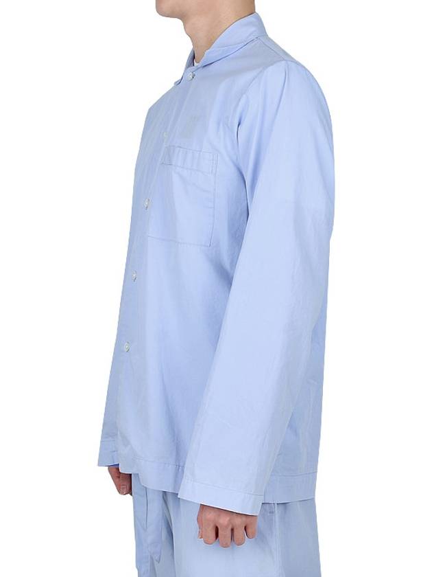 Poplin Long Sleeve Shirt Blue - TEKLA - 4