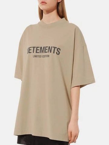 SS logo overfit long short sleeve tshirt beige - VETEMENTS - BALAAN 1