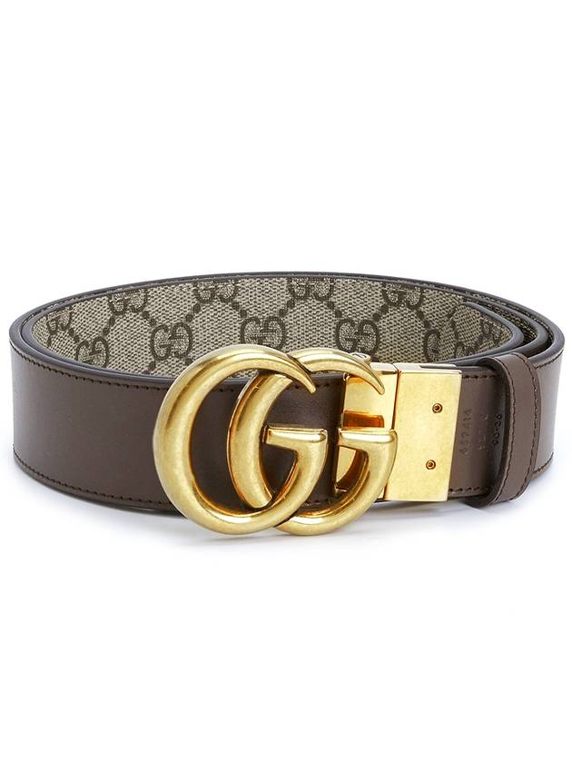 GG Marmont Reversible Leather Belt Beige Brown - GUCCI - BALAAN 4