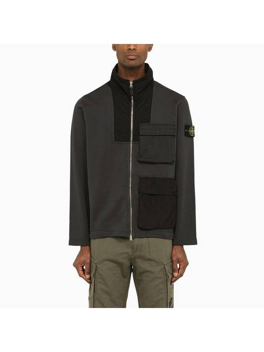 Naslan Nylon Garment Gyed Badge Zip Up Jacket Steel Grey - STONE ISLAND - BALAAN 1