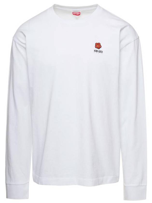 Boke Flower Embroidery Cotton Long Sleeve T-Shirt White - KENZO - BALAAN 1