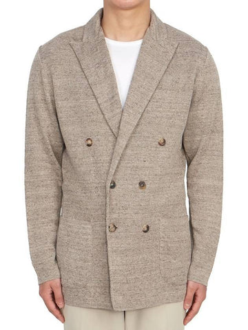 Men's Double Breasted Cardigan Beige - RVR LARDINI - BALAAN 1