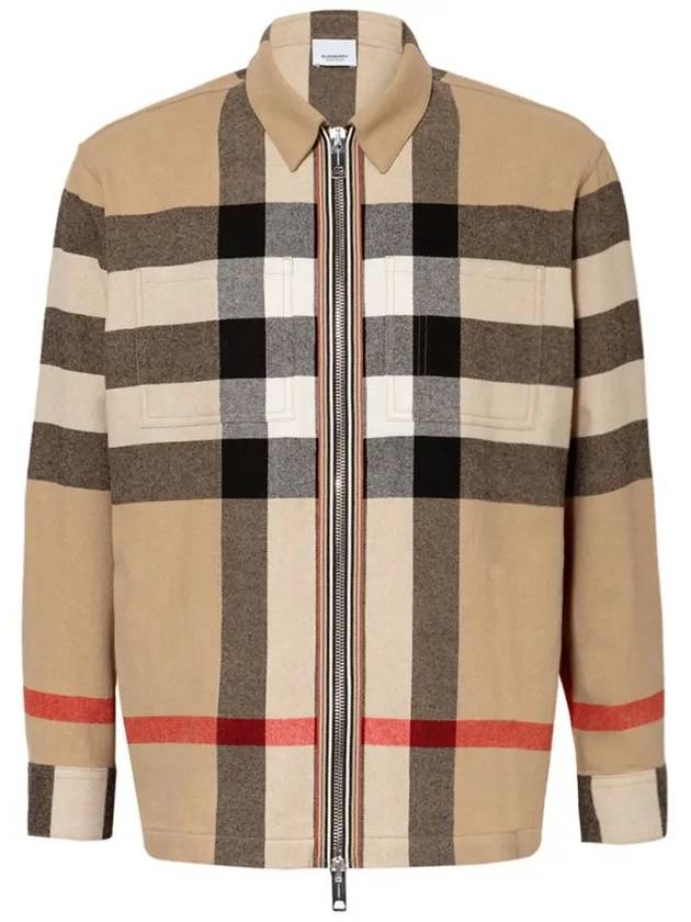 ExaGGerated Check Wool Cotton Overshirt Jacket Archive Beige - BURBERRY - BALAAN 3