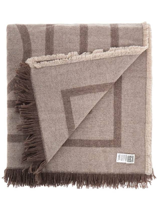 Monogram Wool Cashmere Scarf Beige - TOTEME - BALAAN 3