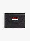 Pebble Grain Leather Bow Detail Envelope Card Wallet Black - THOM BROWNE - BALAAN 2