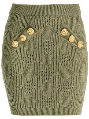 knitted mini skirt with embossed buttons - BALMAIN - BALAAN 1