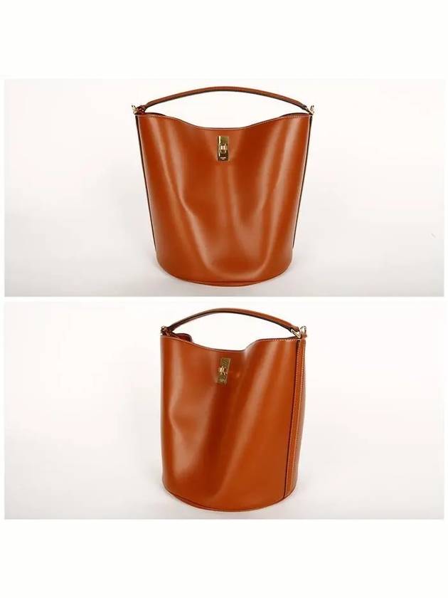 16 Logo Calfskin Bucket Bag Brown - CELINE - BALAAN 3