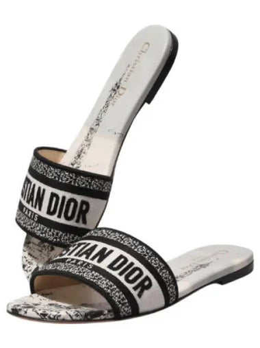 White black motif embroidered cotton mules - DIOR - BALAAN 1