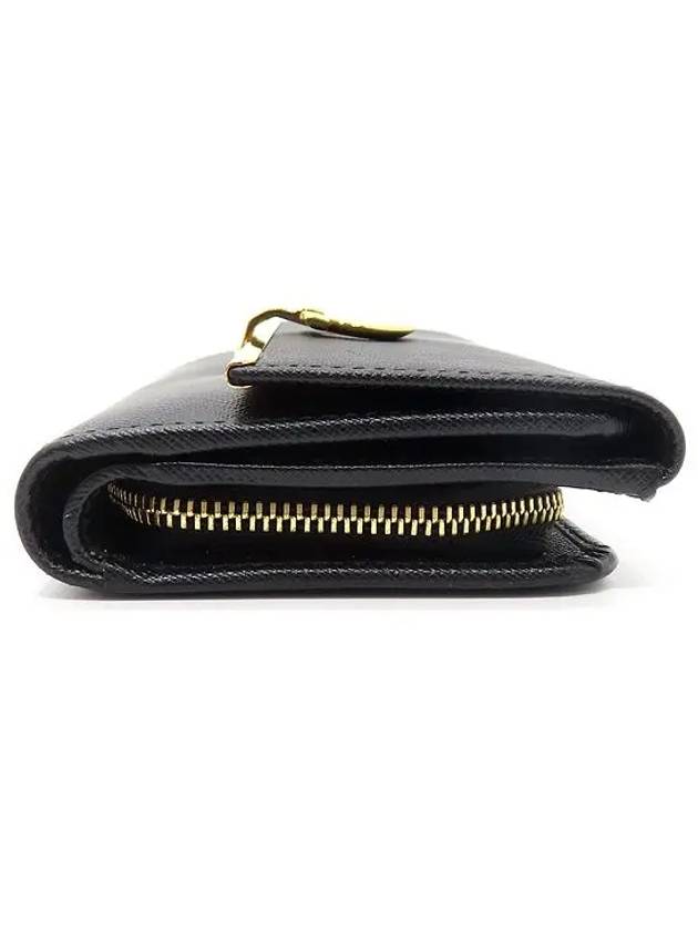 Ferragamo 22 C115 Oxford black leather gold plated Gancini logo flap medium wallet - SALVATORE FERRAGAMO - BALAAN 3