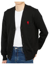 Heart Logo Merino Wool Cardigan Black - AMI - BALAAN 6