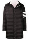 Men's 4 Bar Hooded Padding Black - THOM BROWNE - BALAAN 2