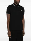 Stretch Cotton Pique Short Sleeve Polo Shirt Black - STONE ISLAND - BALAAN 4