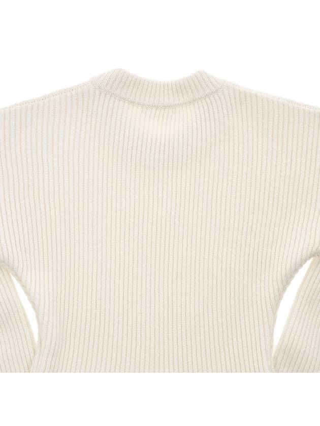 Crew Neck Ribbed Long Sleeve Wool Knit Top Ivory - JIL SANDER - BALAAN 7