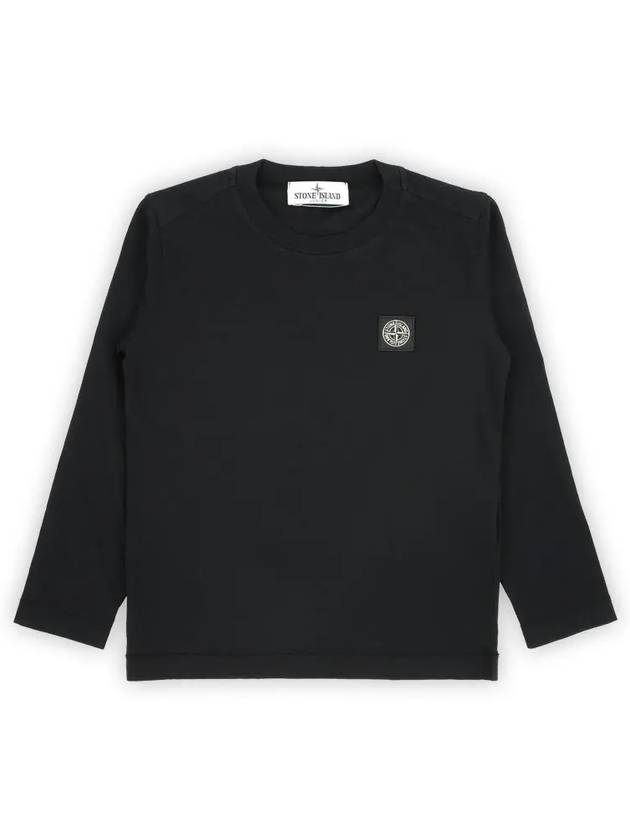 Kids Cotton Jersey Long Sleeve T-Shirt  Black - STONE ISLAND - BALAAN 3