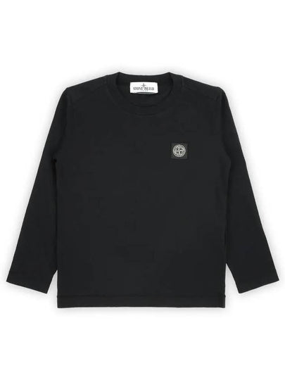 Kids Cotton Jersey Long Sleeve T-Shirt  Black - STONE ISLAND - BALAAN 2