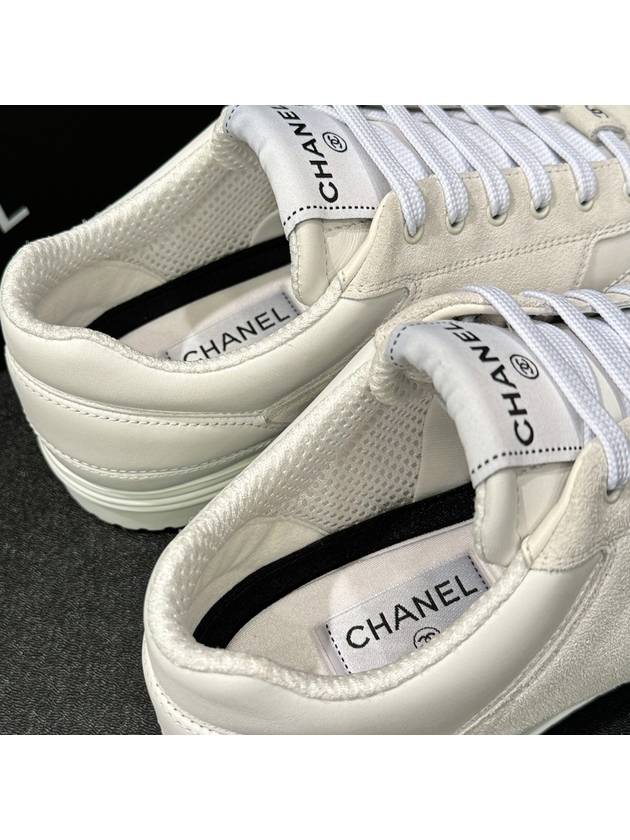 Lettering Two Tone Sneakers Suede Calfskin White - CHANEL - BALAAN 10