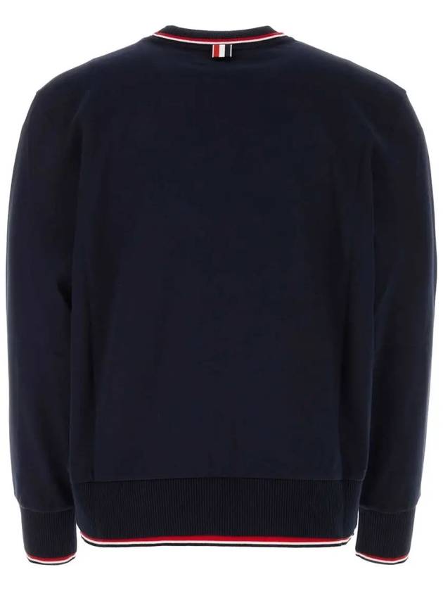 Logo Tab RWB Stripe Trimming Knit Top Navy - THOM BROWNE - BALAAN 3