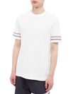 Textured Cotton Stripe Short Sleeve T-Shirt White - THOM BROWNE - BALAAN 3