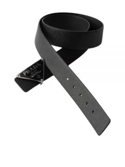 Reversible Saffiano Leather Belt Black - PRADA - BALAAN 2