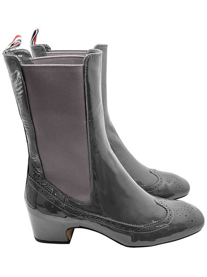 Soft patent leather mid calf 4 bar heel Chelsea boots FFB161A 00216 025 - THOM BROWNE - BALAAN 2