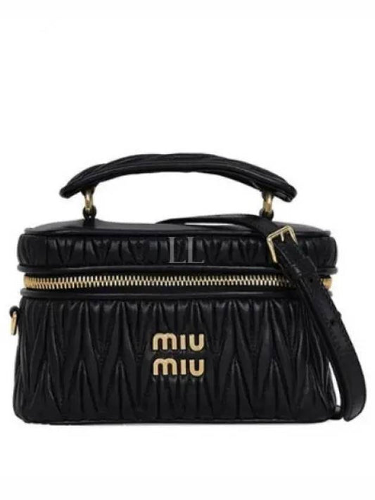 Logo Matelasse Nappa Leather Tote Bag Black - MIU MIU - BALAAN 2