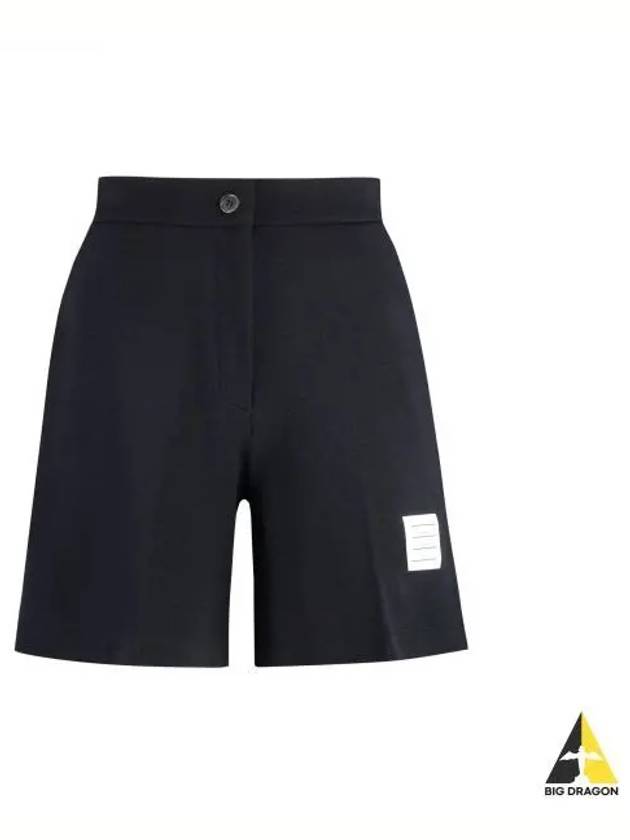 High Waisted Wool Shorts Navy - THOM BROWNE - BALAAN 2