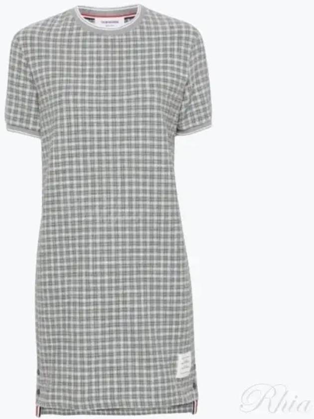 Check Tweed Crewneck Short Dress Grey - THOM BROWNE - BALAAN 2