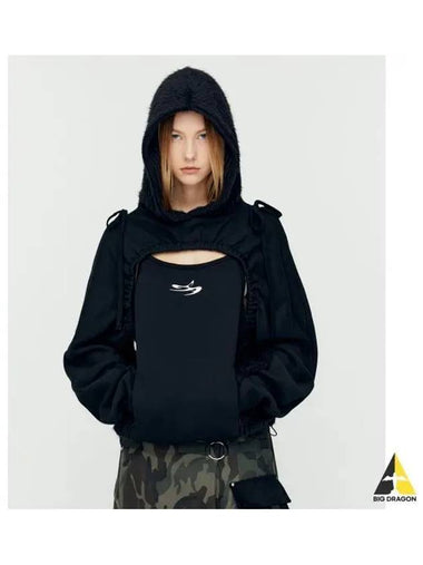 for WOMEN Essential Cut Out Shirring Hoodie atb1193w BLACK - ANDERSSON BELL - BALAAN 1