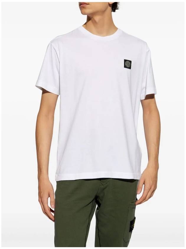 Logo Patch Short Sleeve T-Shirt White - STONE ISLAND - BALAAN 4