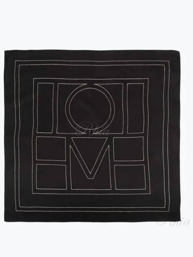 Embroidered Monogram Silk Scarf Black - TOTEME - BALAAN 2