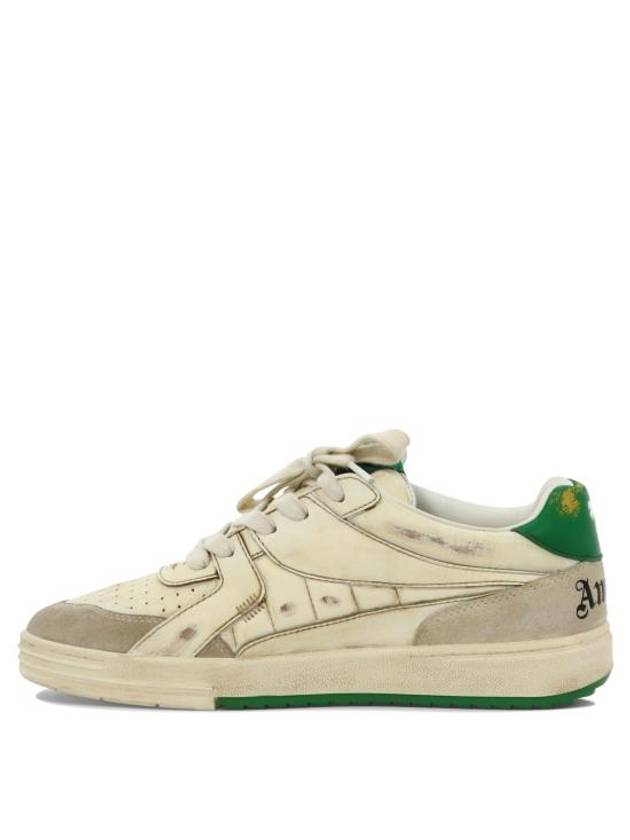 Men's University Low Top Sneakers White Green - PALM ANGELS - BALAAN 6