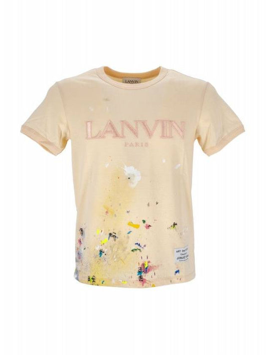 logo print short sleeve t-shirt beige - LANVIN - BALAAN.