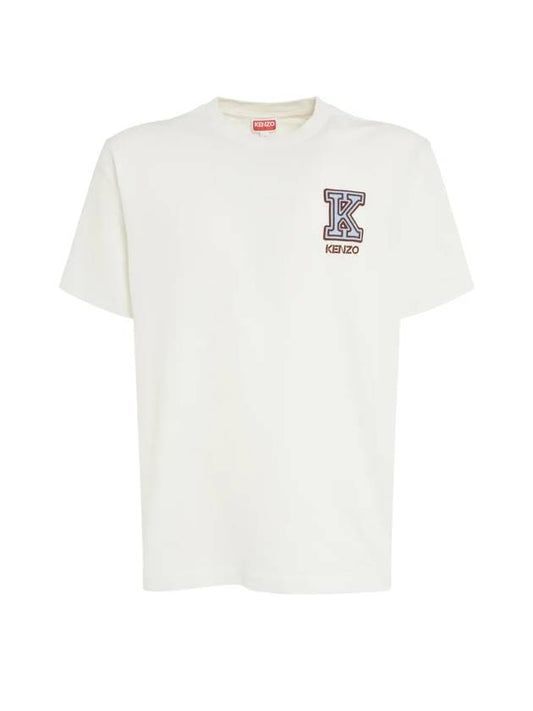 K Crest Cotton Short Sleeve T-Shirt White - KENZO - BALAAN 1