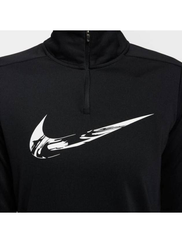 Swoosh Dri Fit 1/4 Zip Up Running Mid Layer Long Sleeve T-Shirt Black - NIKE - BALAAN 2