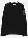 Embroidered Logo Crew Neck Lambswool Knit Top Black - STONE ISLAND - BALAAN 4