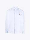 Heart Logo Boxy Fit Button Long Sleeve Shirt Sky Blue - AMI - BALAAN 2