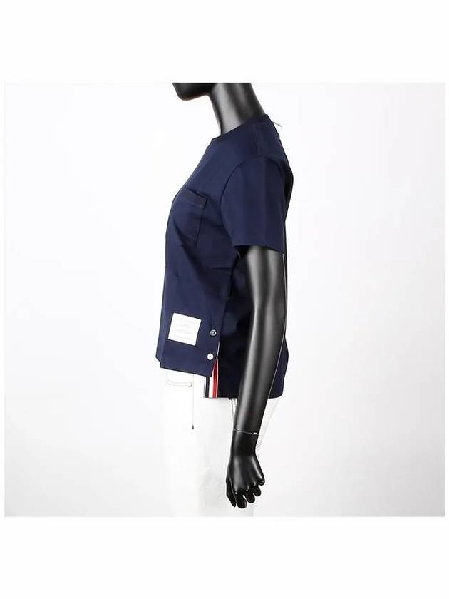 Midweight Jersey Boxy Pocket Short Sleeve T-Shirt Navy - THOM BROWNE - BALAAN 4