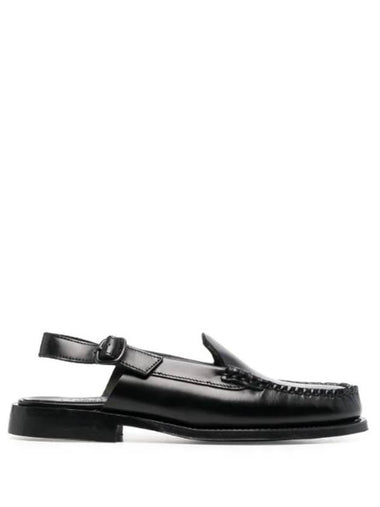 Slingback Leather Loafers Black - HEREU - BALAAN 1