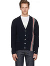 Men's Three Stripes Detail Mohair Cardigan Navy - THOM BROWNE - BALAAN 2