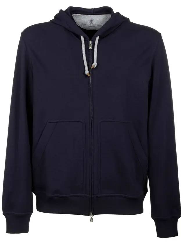 Tech Cotton Zip-Up Hoodie Navy - BRUNELLO CUCINELLI - BALAAN 1