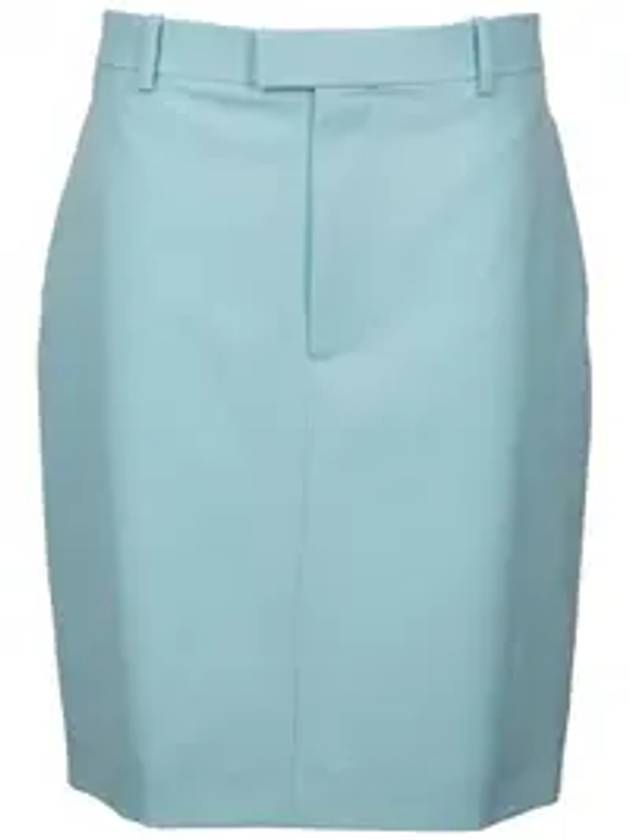 Light Wool Twill A-Line Skirt Blue - BOTTEGA VENETA - BALAAN 6