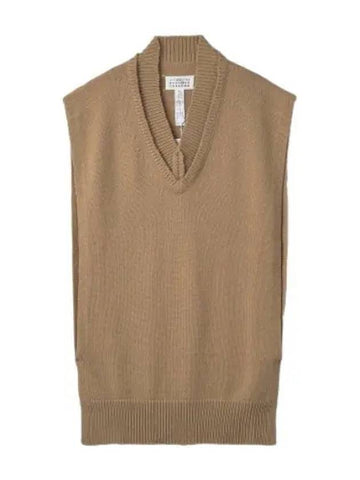 V neck knit vest beige - MAISON MARGIELA - BALAAN 1