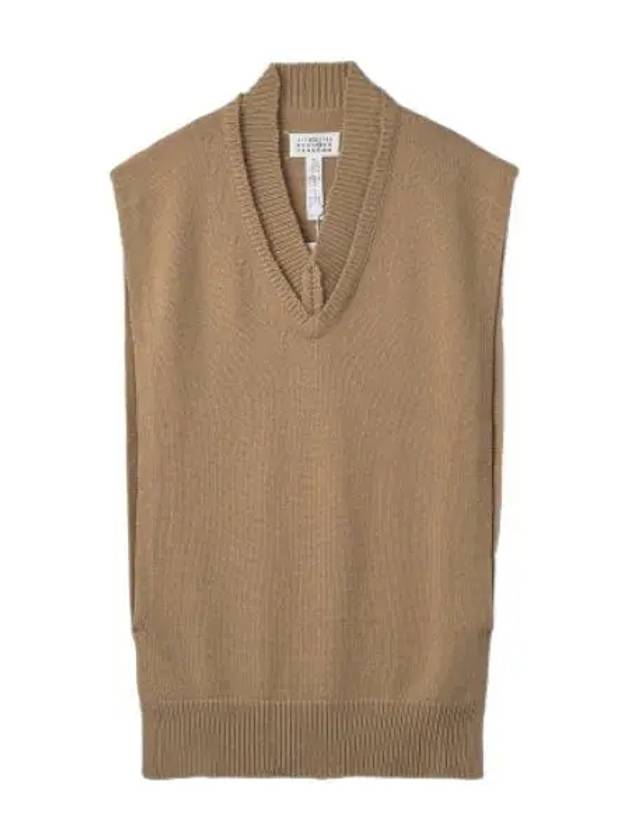 V neck knit vest beige - MAISON MARGIELA - BALAAN 1