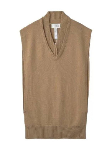 V neck knit vest beige - MAISON MARGIELA - BALAAN 1