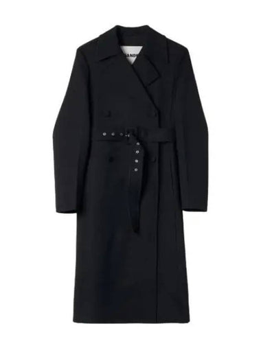 double belted coat black - JIL SANDER - BALAAN 1