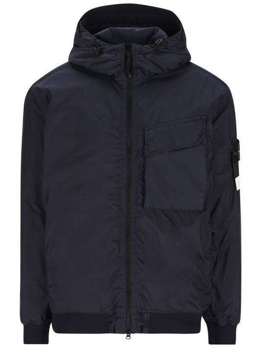 Wappen Patch Nylon Crinklips Hoodie Jacket Navy Blue - STONE ISLAND - BALAAN.