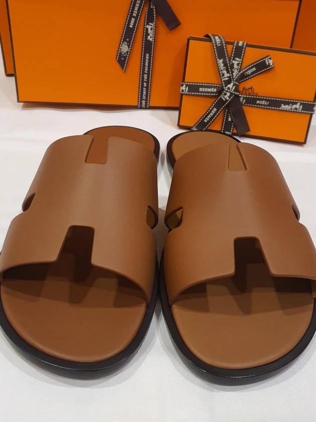 Izmir Leather Slippers Gold - HERMES - BALAAN 2