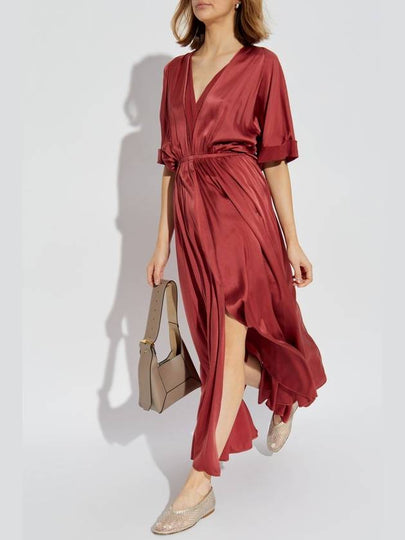 Forte_forte Silk Dress With V-neck, Women's, Red - FORTE FORTE - BALAAN 2