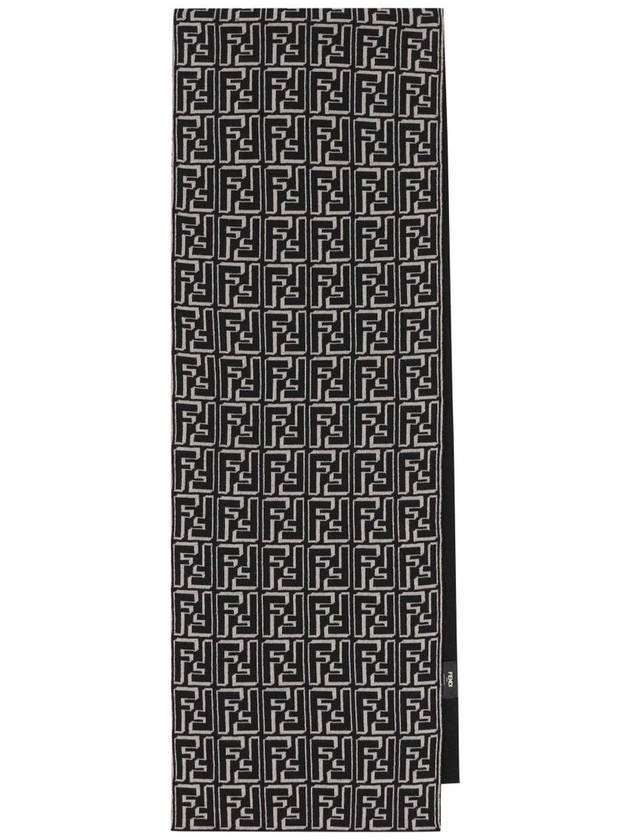 Men's FF Motifwool Scarf Black - FENDI - BALAAN 1